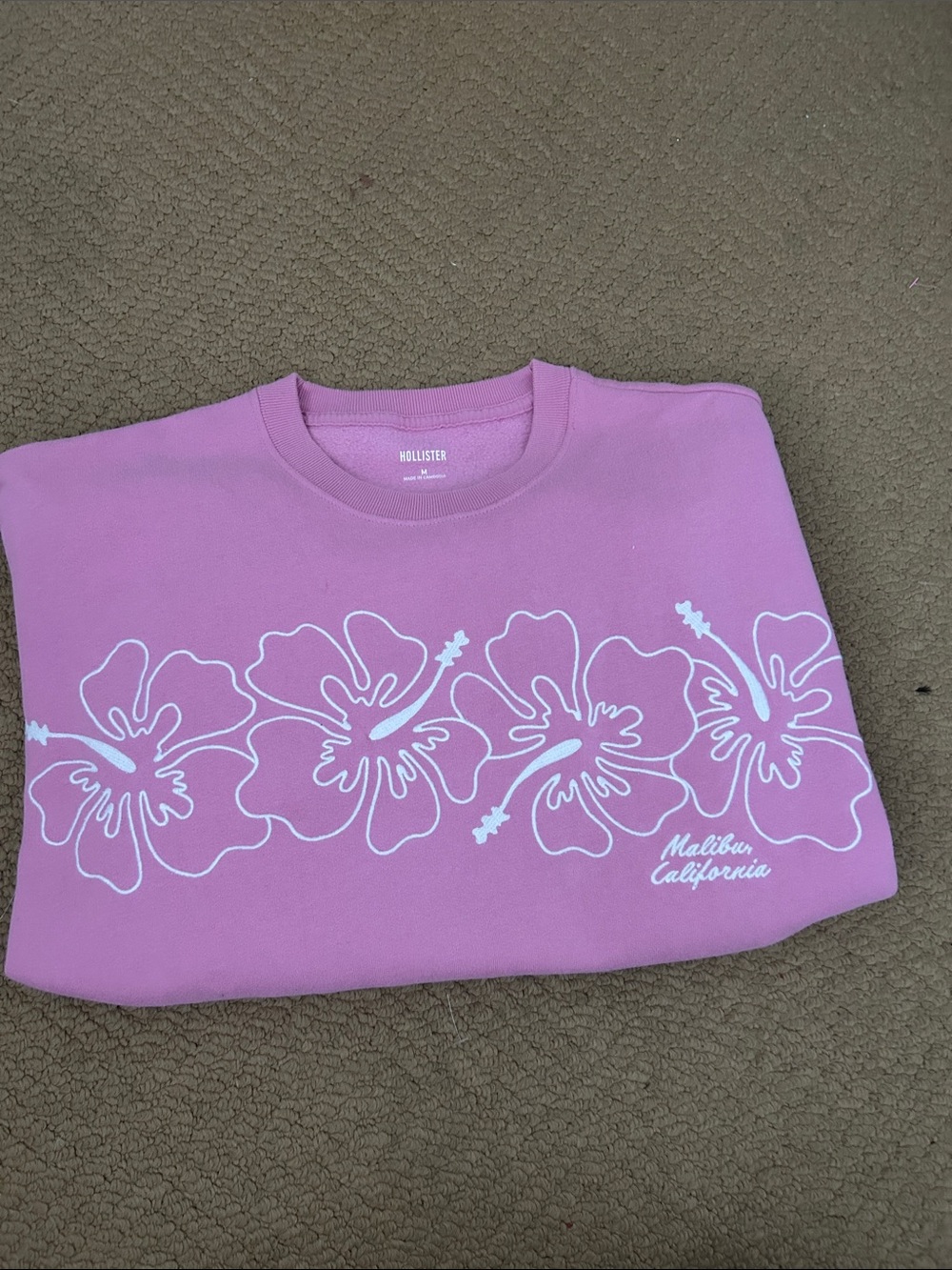 Hollister pink Floral Malibu Crew Sweatshirt